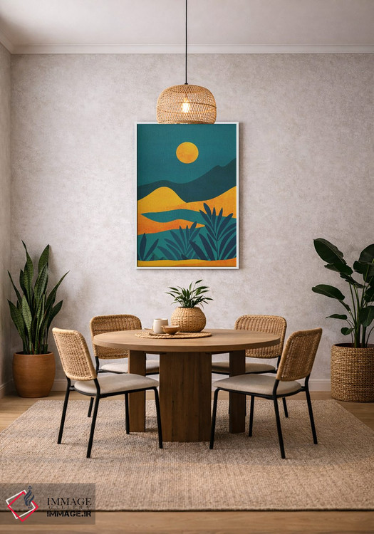 تابلو مدرن طلوع ماه در دره اثر مدرن تروپیکال - D3W