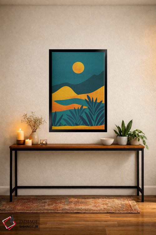 تابلو مدرن طلوع ماه در دره اثر مدرن تروپیکال - D5B