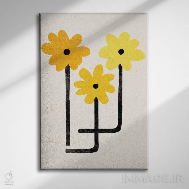 تابلو مینیمال آفتابگردان های مینیمال اثر مدرن تروپیکال - نمای روبهرو روی دیوار