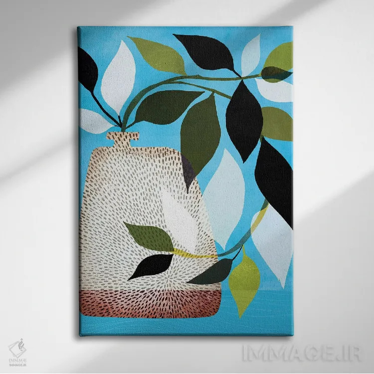 تابلو دکوراتیو پیچک و آسمان آبی II اثر مدرن تروپیکال - نمای روبهرو روی دیوار