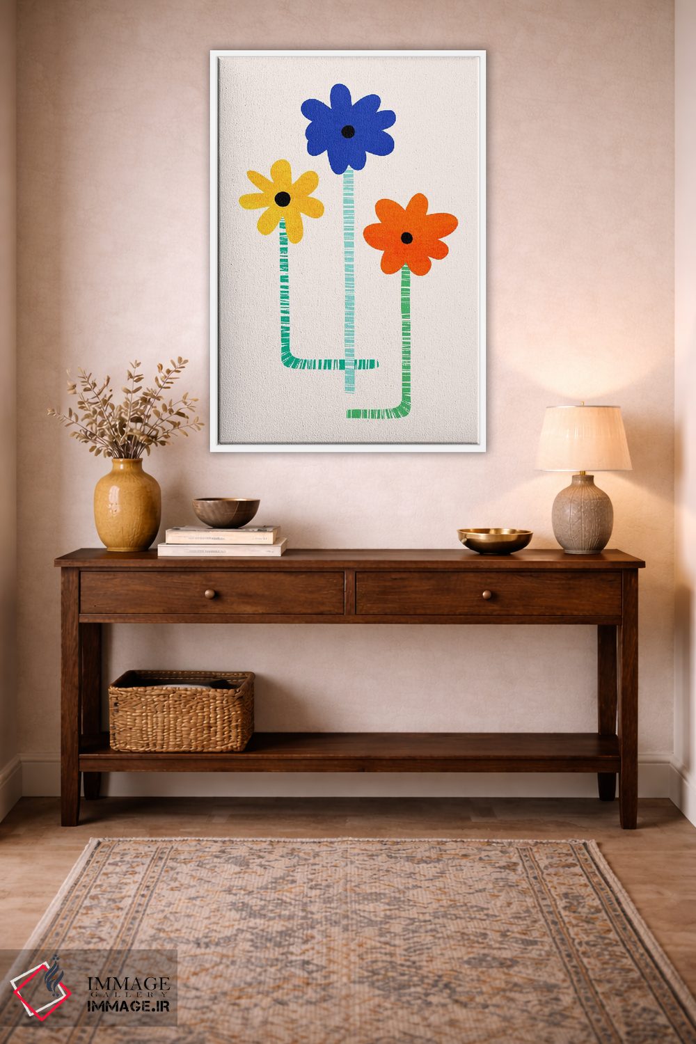 تابلو مینیمال گل های آب نباتی اثر مدرن تروپیکال - D2W