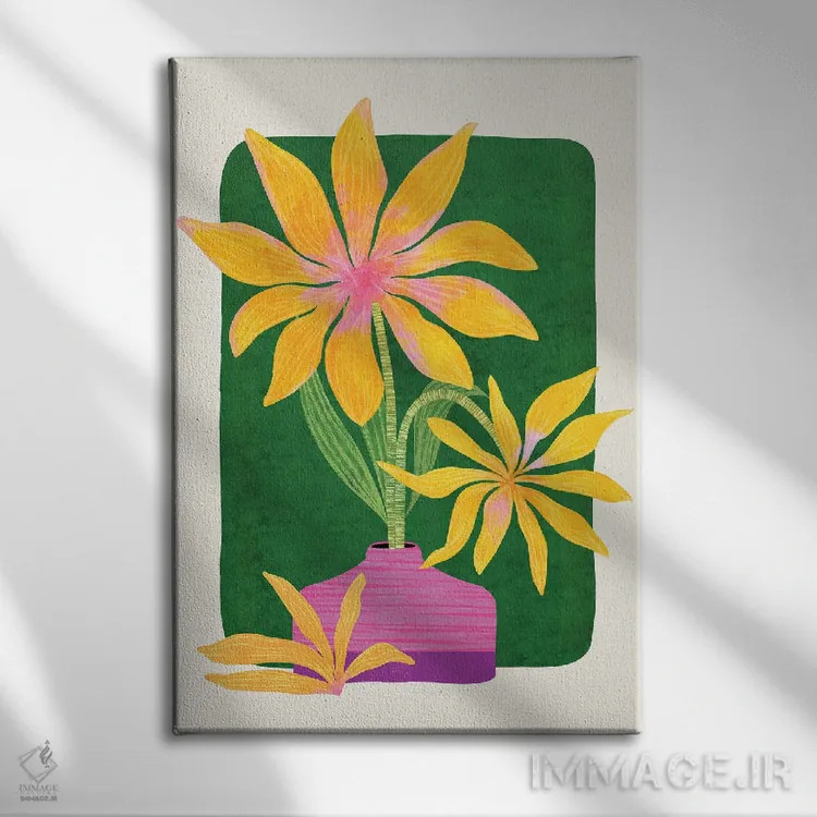 تابلو دکوراتیو گل های پلنگی اثر مدرن تروپیکال - نمای روبهرو روی دیوار