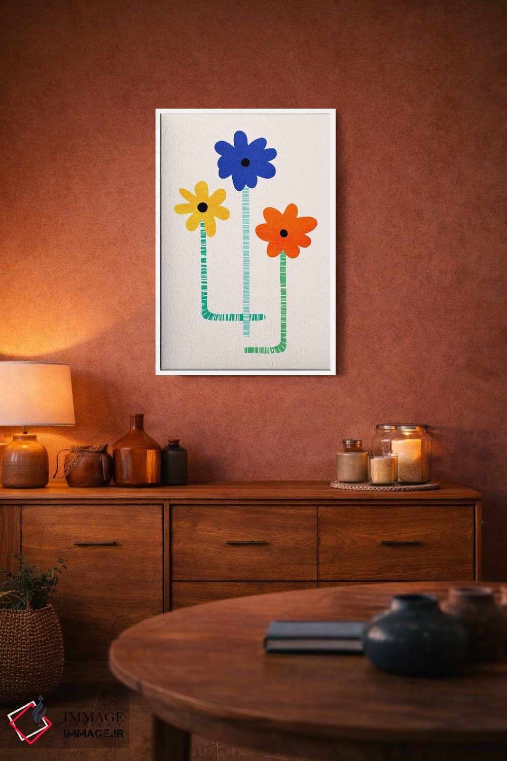 تابلو مینیمال گل های آب نباتی اثر مدرن تروپیکال - D3W