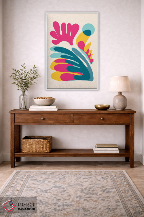 تابلو انتزاعی پاشیدن اثر مدرن تروپیکال - D3W