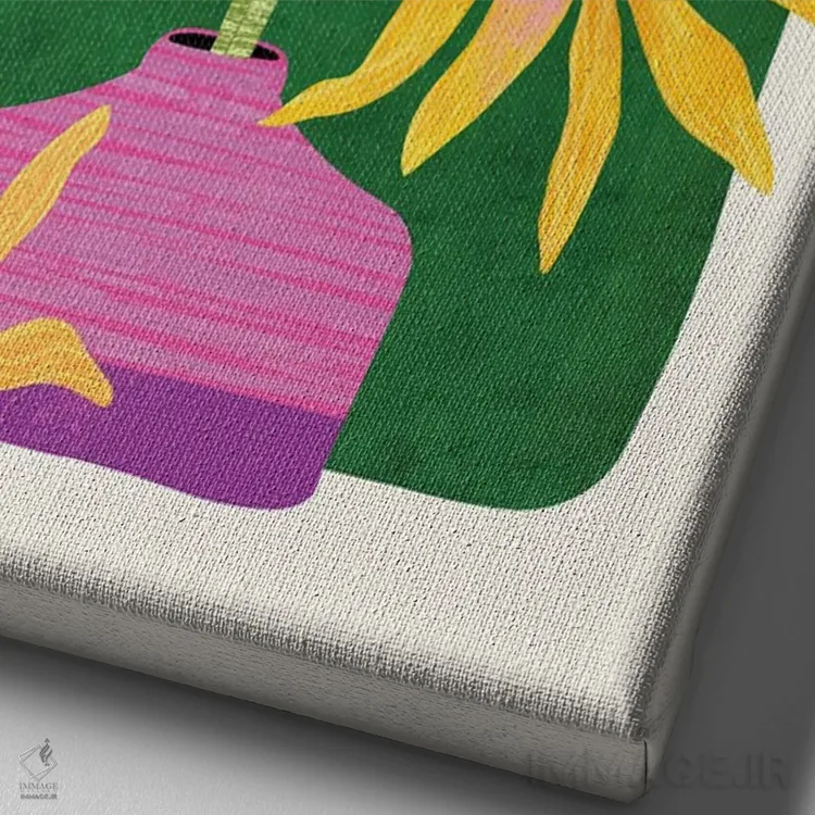 تابلو دکوراتیو گل های پلنگی اثر مدرن تروپیکال - نمای نزدیک بافت بوم