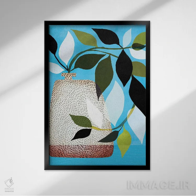 تابلو دکوراتیو پیچک و آسمان آبی II اثر مدرن تروپیکال - نمای قابدار مشکی