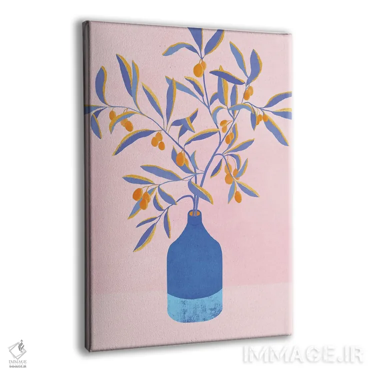 تابلو دکوراتیو شاخه های آبی اثر مدرن تروپیکال - نمای پرسپکتیو محصول