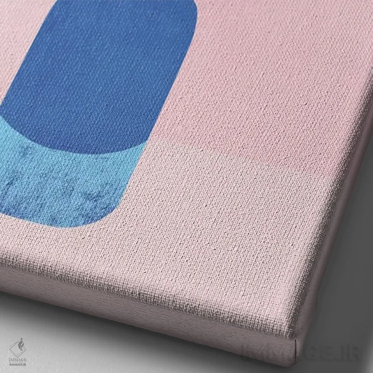 تابلو دکوراتیو شاخه های آبی اثر مدرن تروپیکال - نمای نزدیک بافت بوم