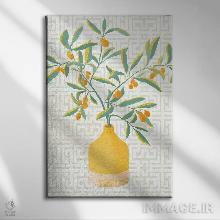 تابلو دکوراتیو درخت مرکبات چینی اثر مدرن تروپیکال - نمای روبهرو روی دیوار