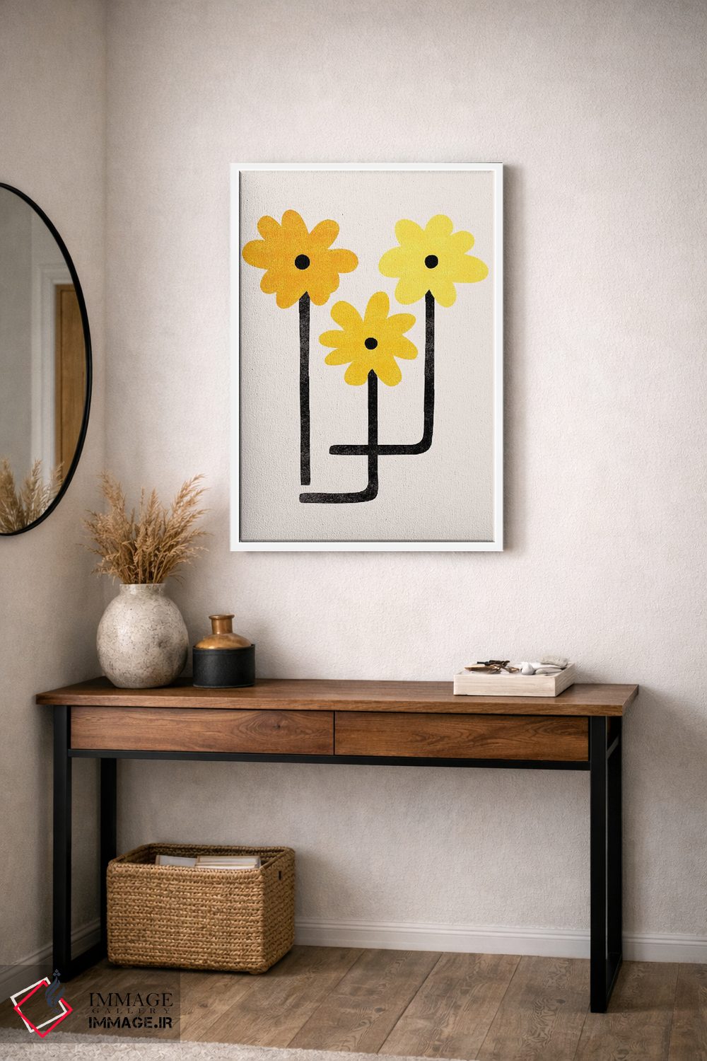 تابلو مینیمال آفتابگردان های مینیمال اثر مدرن تروپیکال - D3W