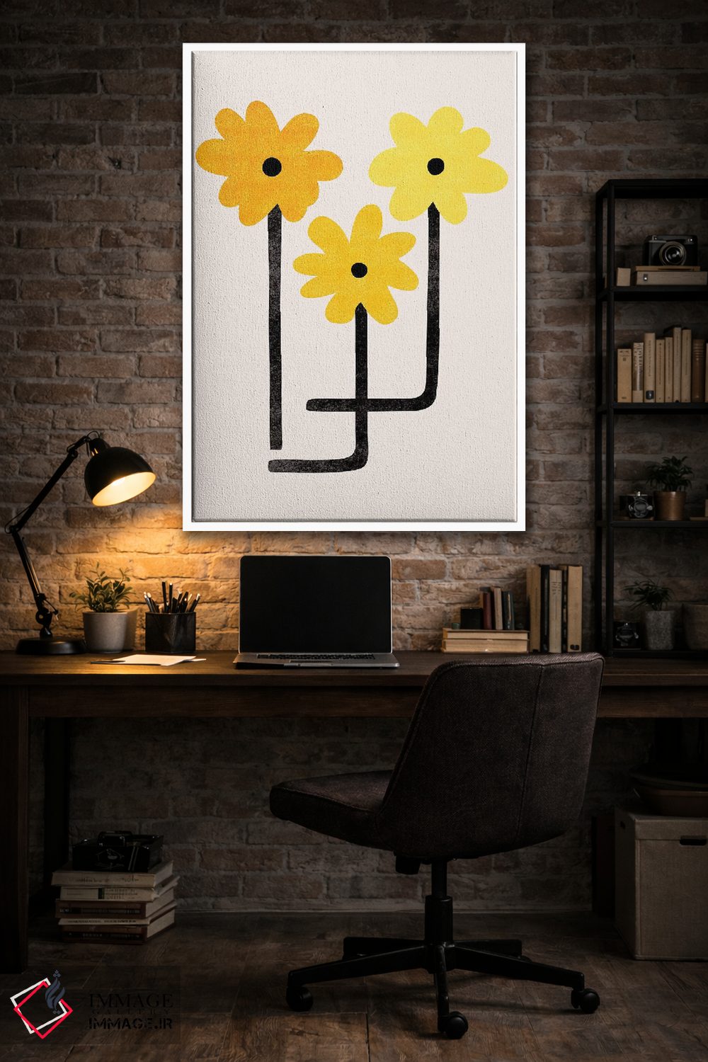 تابلو مینیمال آفتابگردان های مینیمال اثر مدرن تروپیکال - D4W