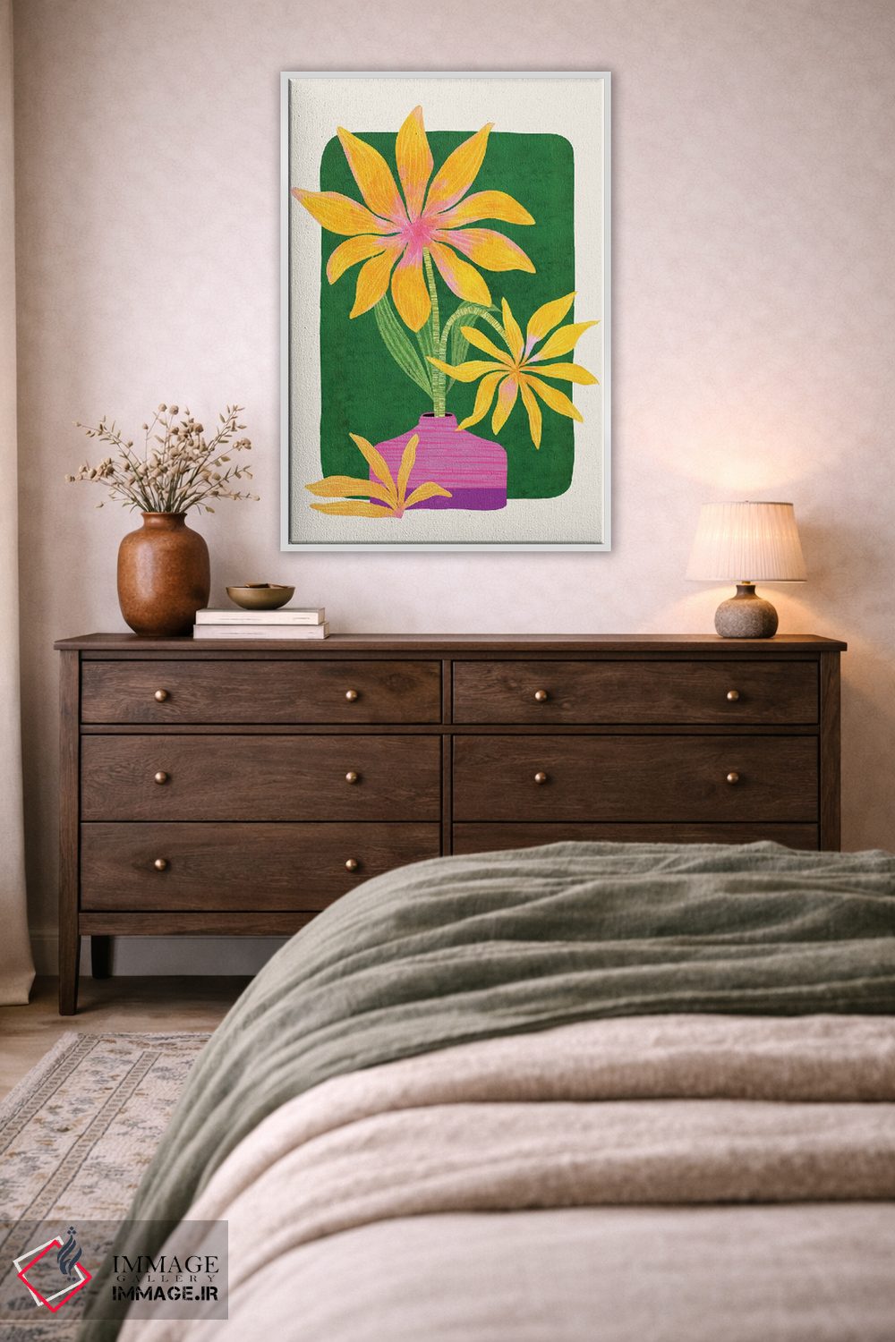 تابلو دکوراتیو گل های پلنگی اثر مدرن تروپیکال - D3W