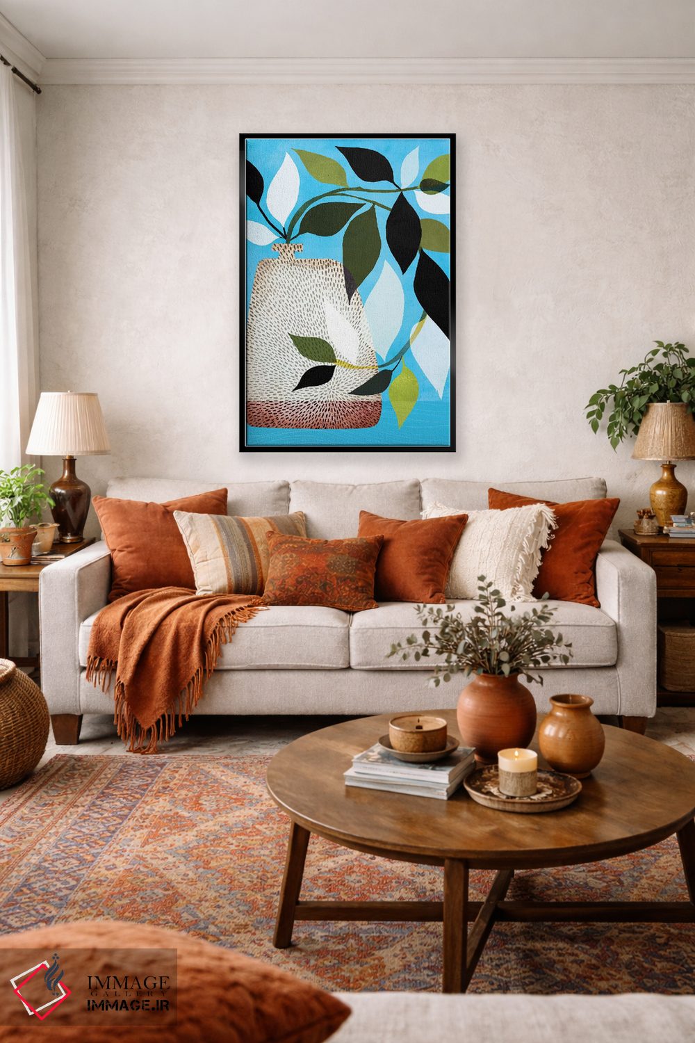 تابلو دکوراتیو پیچک و آسمان آبی II اثر مدرن تروپیکال - D2B