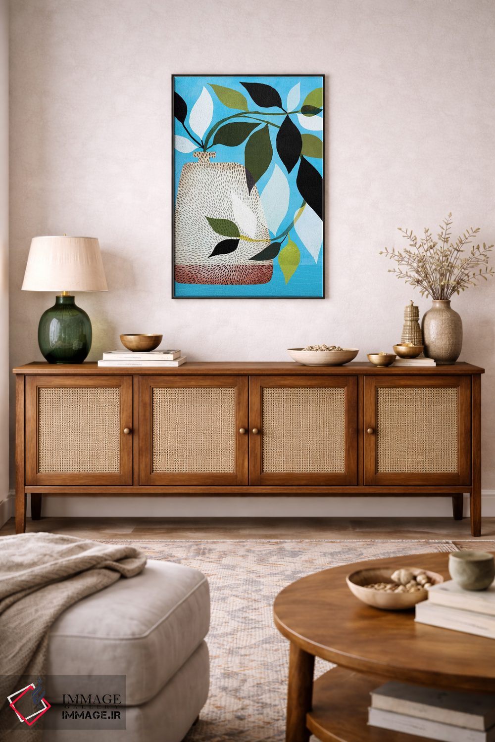 تابلو دکوراتیو پیچک و آسمان آبی II اثر مدرن تروپیکال - D3B