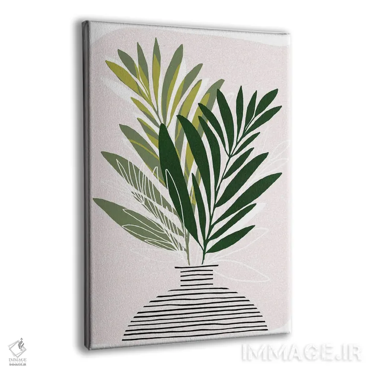 تابلو مینیمال شاخه های زیتون اثر مدرن تروپیکال - نمای پرسپکتیو محصول