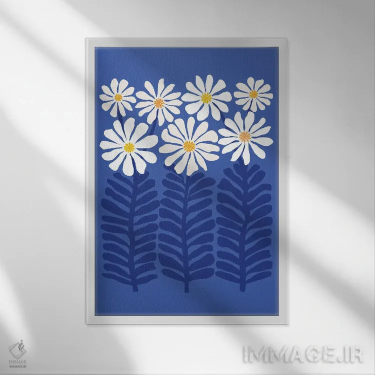 تابلو مدرن باغ گل مینا اثر مدرن تروپیکال - نمای قابدار سفید