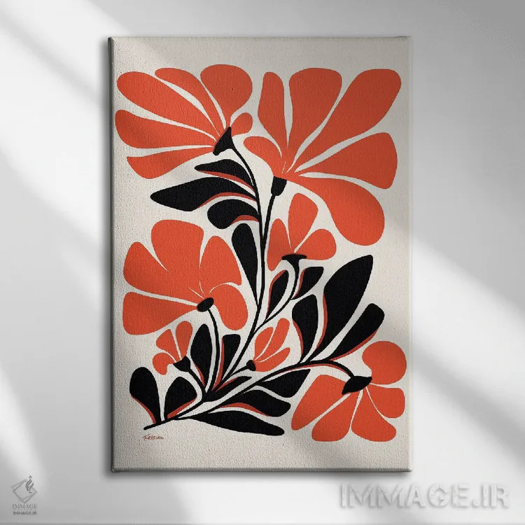 تابلو دکوراتیو شقایق های قرمز اثر مدرن تروپیکال - نمای روبهرو روی دیوار