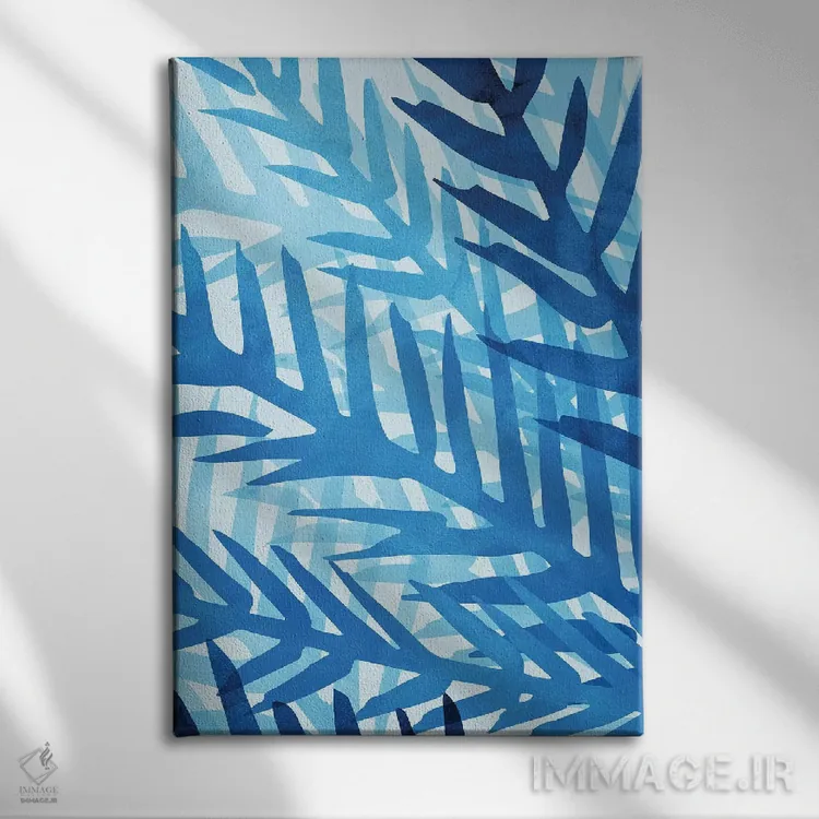 تابلو مینیمال نخل جنگلی اثر مدرن تروپیکال - نمای روبهرو روی دیوار