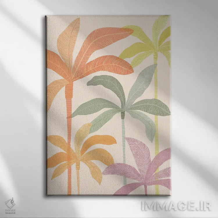 تابلو مدرن بوستان نخل هاوایی اثر مدرن تروپیکال - نمای روبهرو روی دیوار