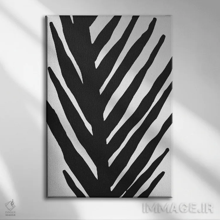 تابلو مینیمال نخل انتزاعی مینیمال اثر مدرن تروپیکال - نمای روبهرو روی دیوار