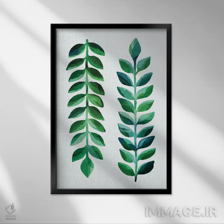 تابلو مینیمال خوبی برگ ها اثر مدرن تروپیکال - نمای قابدار مشکی