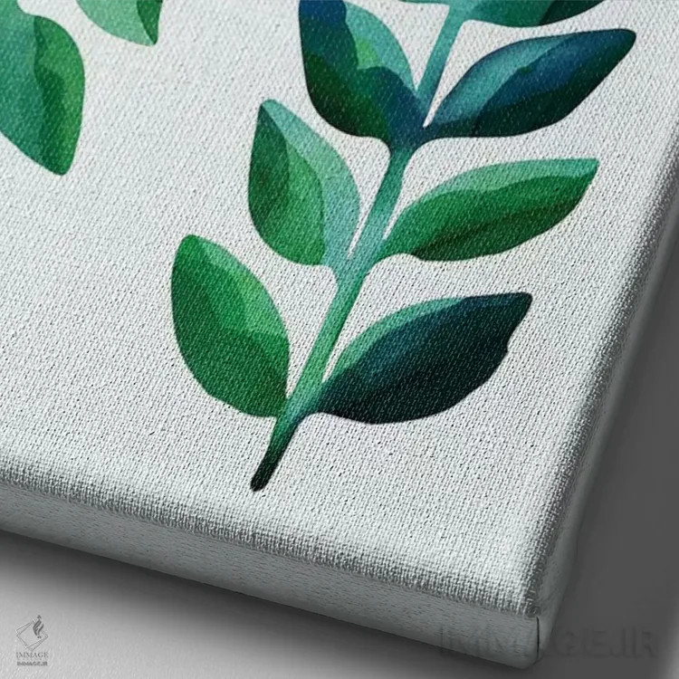 تابلو مینیمال خوبی برگ ها اثر مدرن تروپیکال - نمای نزدیک بافت بوم