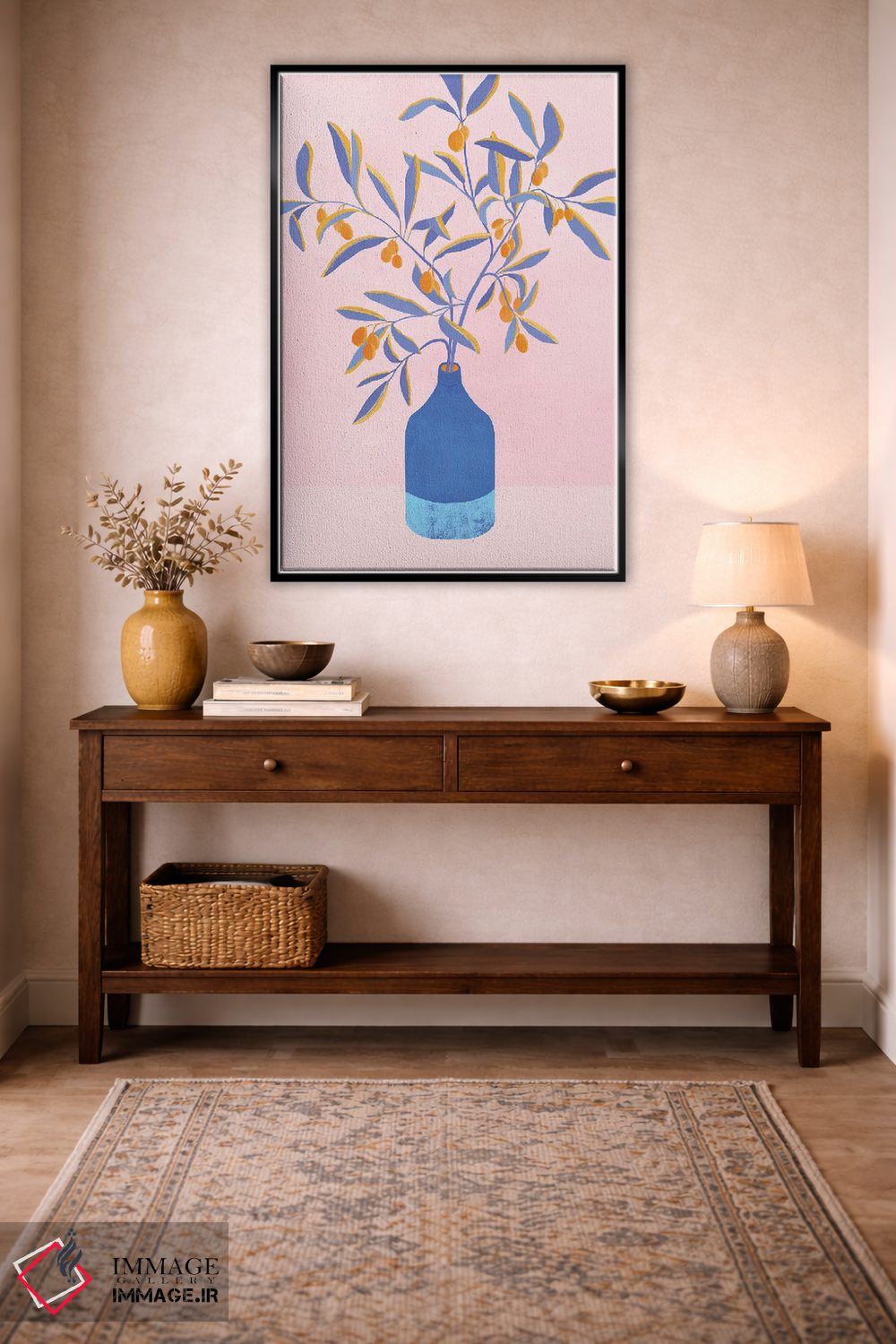 تابلو دکوراتیو شاخه های آبی اثر مدرن تروپیکال - D5B