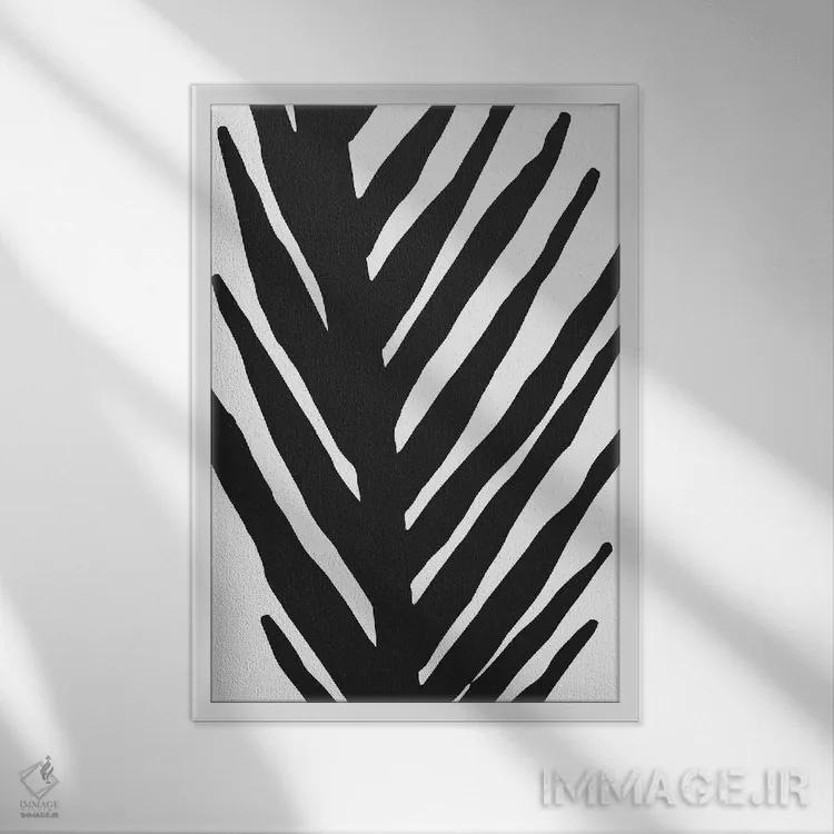 تابلو مینیمال نخل انتزاعی مینیمال اثر مدرن تروپیکال - نمای قابدار سفید