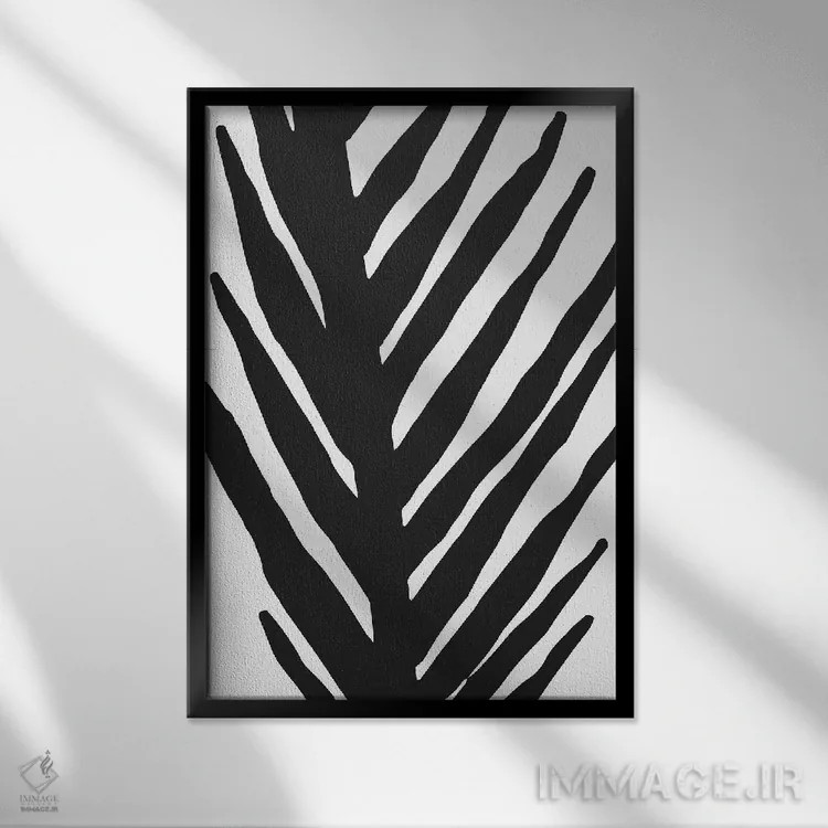 تابلو مینیمال نخل انتزاعی مینیمال اثر مدرن تروپیکال - نمای قابدار مشکی