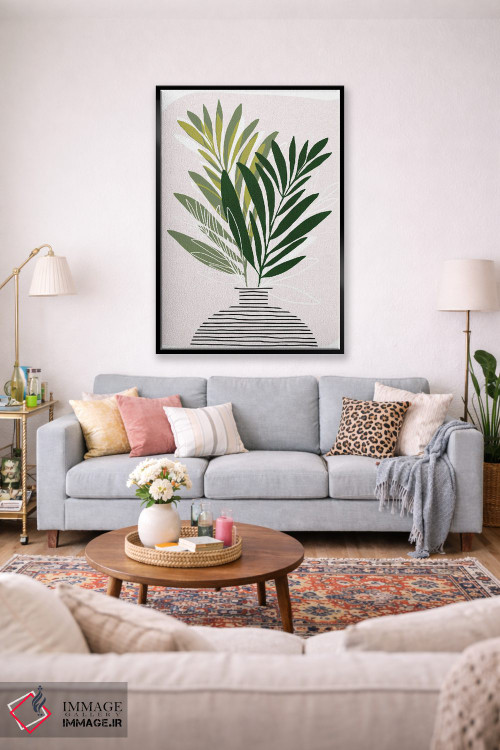 تابلو مینیمال شاخه های زیتون اثر مدرن تروپیکال - D2B