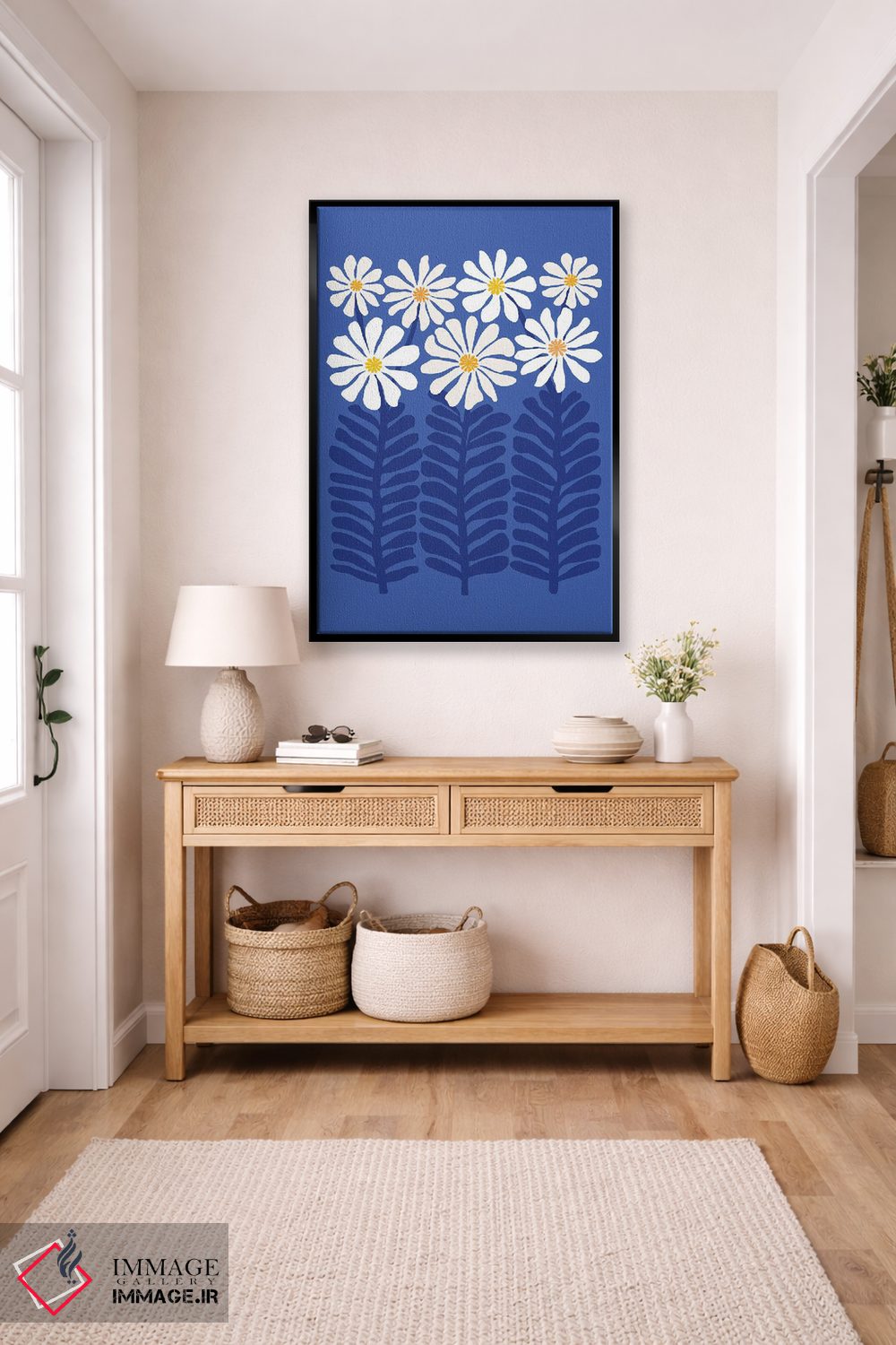 تابلو مدرن باغ گل مینا اثر مدرن تروپیکال - D5B