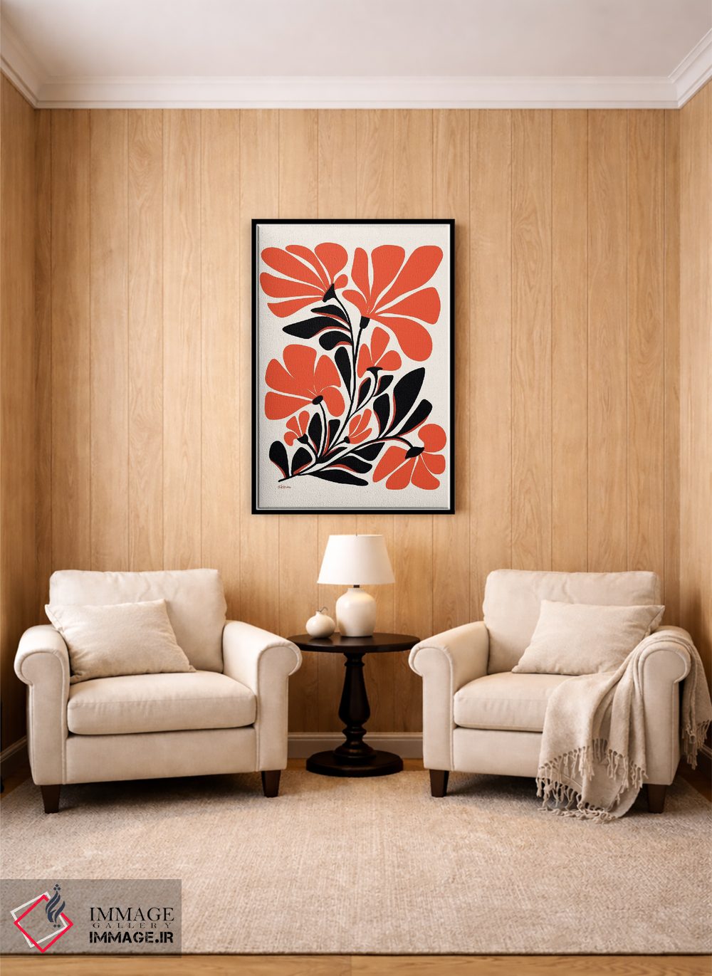 تابلو دکوراتیو شقایق های قرمز اثر مدرن تروپیکال - D5B