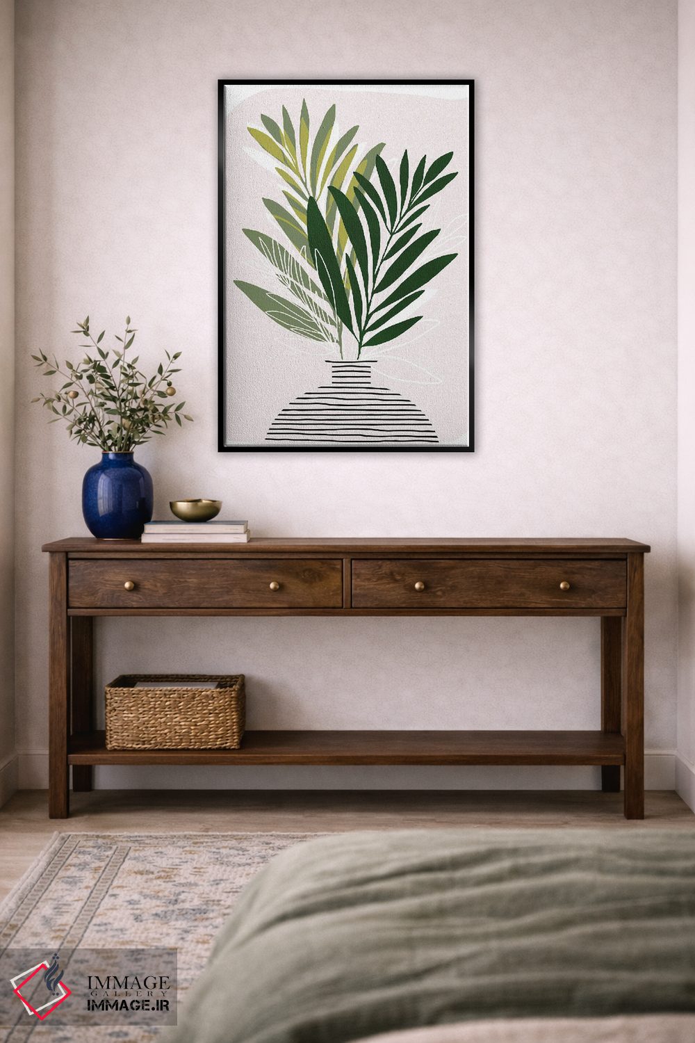 تابلو مینیمال شاخه های زیتون اثر مدرن تروپیکال - D5B