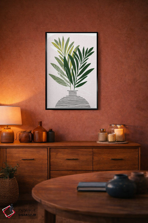 تابلو مینیمال شاخه های زیتون اثر مدرن تروپیکال - D6B