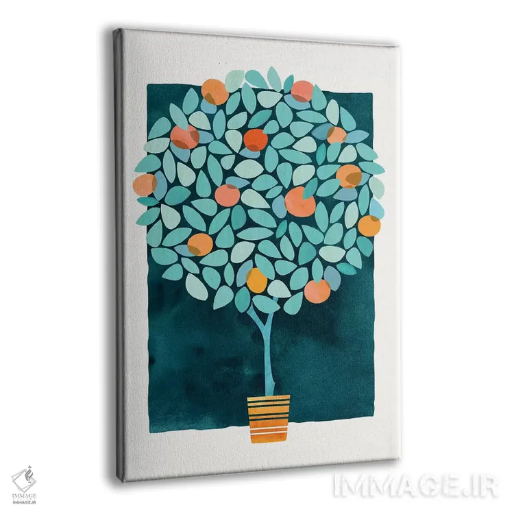 تابلو مینیمال درخت پرتقال در نیمه شب اثر مدرن تروپیکال - نمای پرسپکتیو محصول