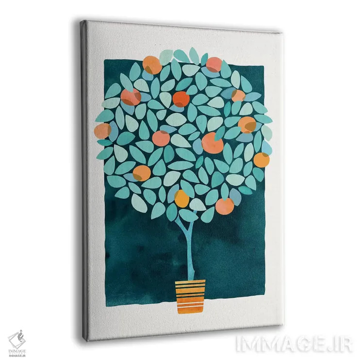 تابلو مینیمال درخت پرتقال در نیمه شب اثر مدرن تروپیکال - نمای پرسپکتیو محصول