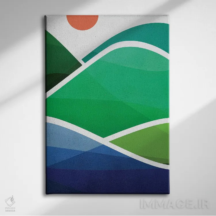 تابلو مینیمال ساحل اوآهو اثر مدرن تروپیکال - نمای روبهرو روی دیوار