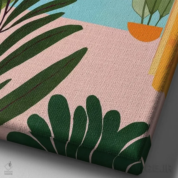 تابلو دکوراتیو ساحل مراکش اثر مدرن تروپیکال - نمای نزدیک بافت بوم