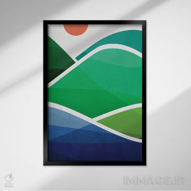 تابلو مینیمال ساحل اوآهو اثر مدرن تروپیکال - نمای قابدار مشکی