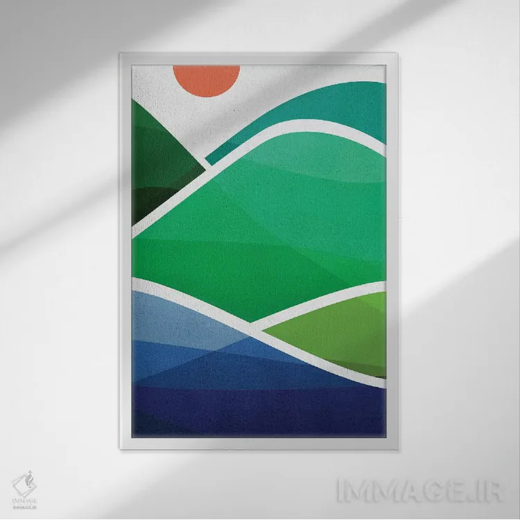 تابلو مینیمال ساحل اوآهو اثر مدرن تروپیکال - نمای قابدار سفید