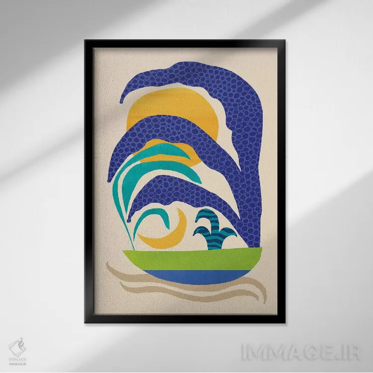 تابلو مینیمال باغ اسرارآمیز اثر مدرن تروپیکال - نمای قابدار مشکی