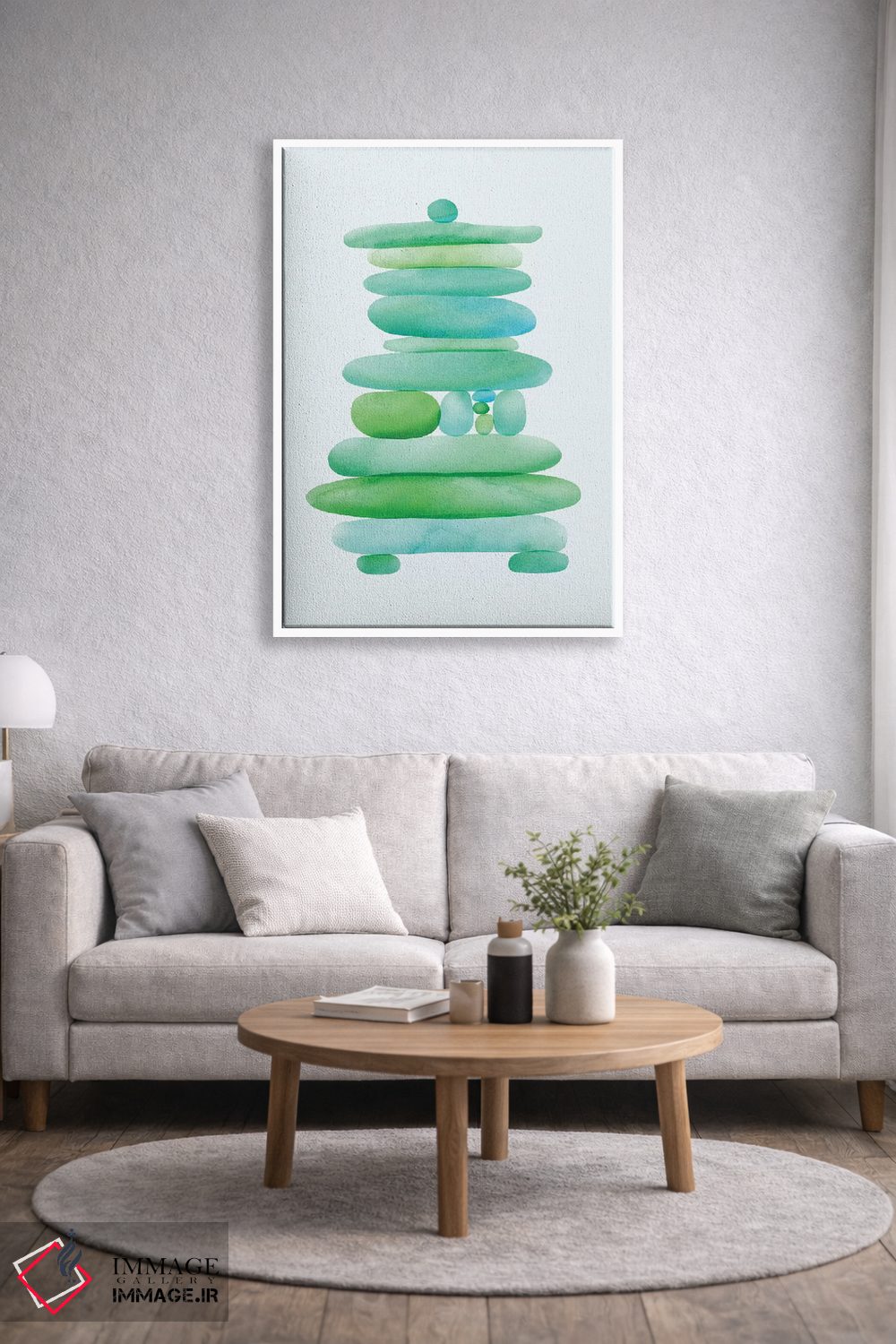 تابلو مینیمال توده سنگی شیشه دریایی اثر مدرن تروپیکال - D1W