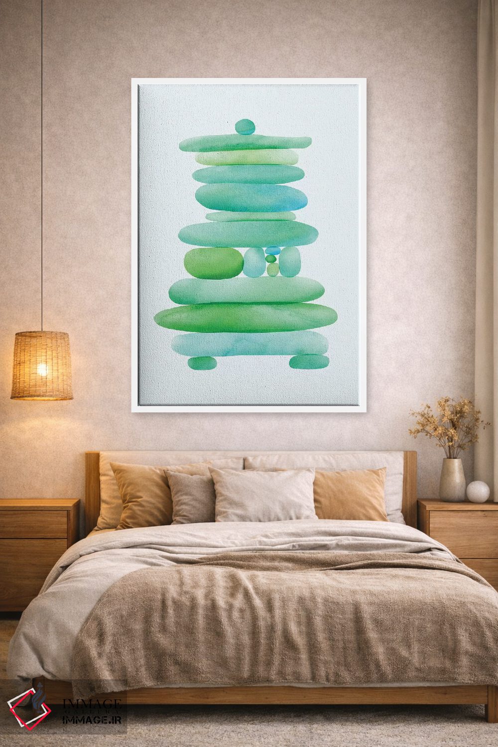 تابلو مینیمال توده سنگی شیشه دریایی اثر مدرن تروپیکال - D2W