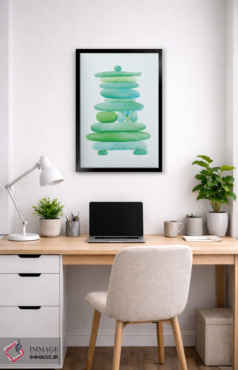 تابلو مینیمال توده سنگی شیشه دریایی اثر مدرن تروپیکال - D3B