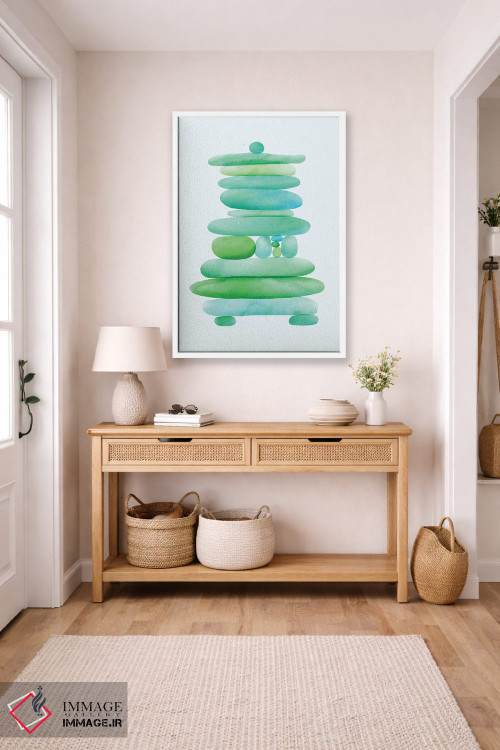 تابلو مینیمال توده سنگی شیشه دریایی اثر مدرن تروپیکال - D6W