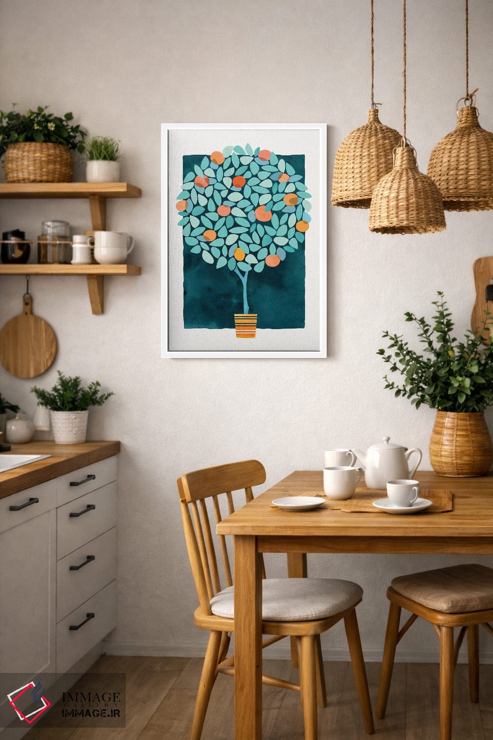 تابلو مینیمال درخت پرتقال در نیمه شب اثر مدرن تروپیکال - D3W