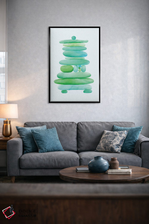 تابلو مینیمال توده سنگی شیشه دریایی اثر مدرن تروپیکال - D5B