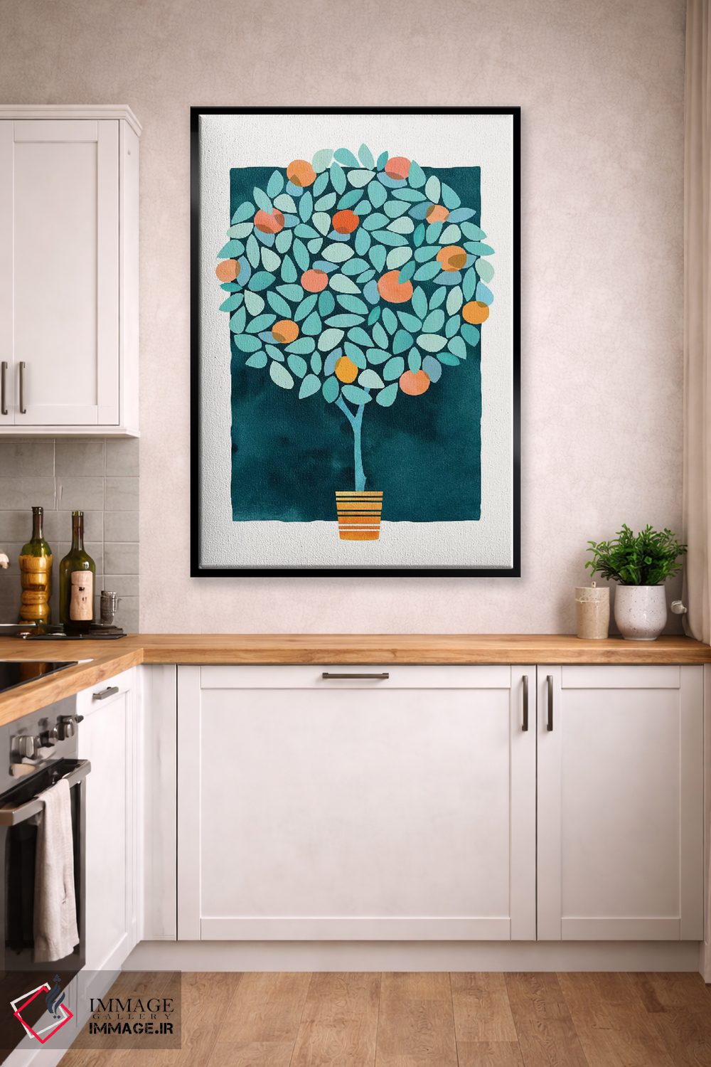 تابلو مینیمال درخت پرتقال در نیمه شب اثر مدرن تروپیکال - D2B