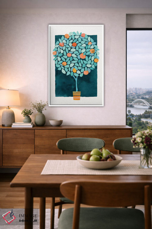 تابلو مینیمال درخت پرتقال در نیمه شب اثر مدرن تروپیکال - D5W