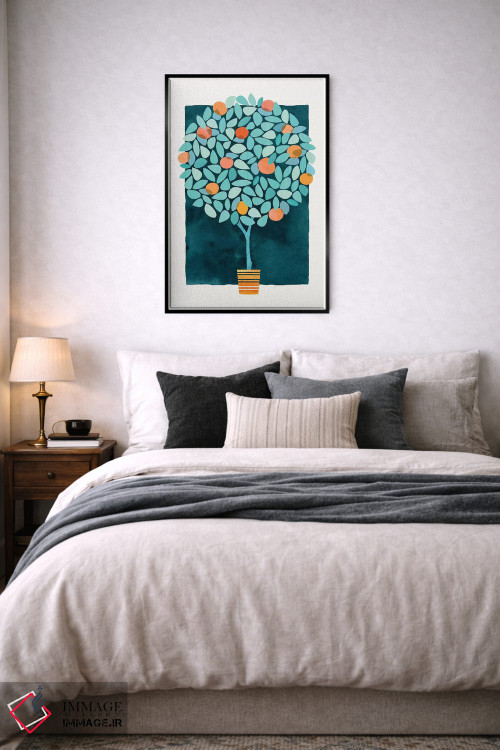 تابلو مینیمال درخت پرتقال در نیمه شب اثر مدرن تروپیکال - D6B